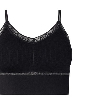 Топ с декоративными бретельками женский, чёрный, размер ONE SIZE (42-48)