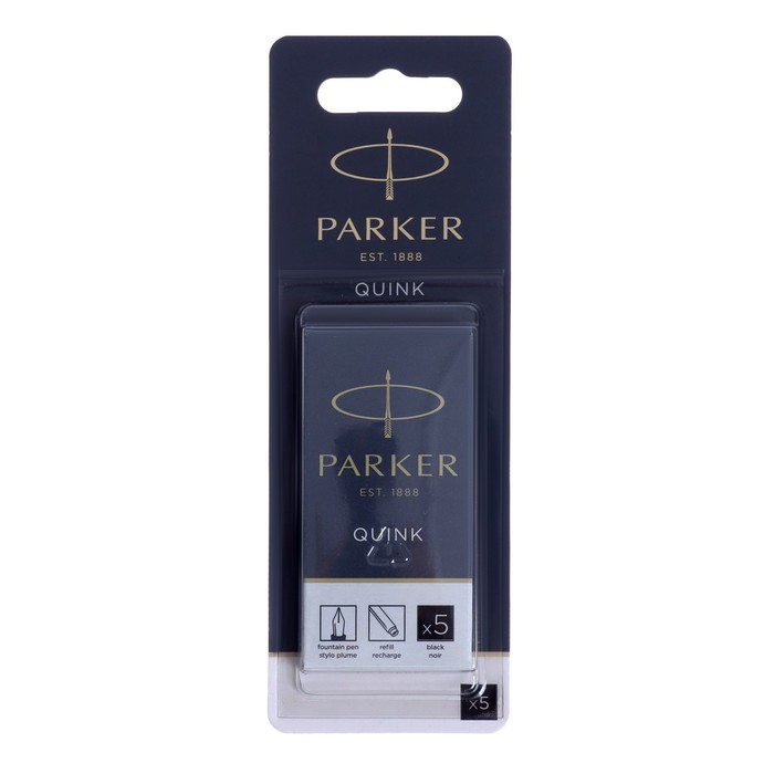 Картриджи ддя перьевой ручки набор 5шт Parker Cartridge Quink, черные, блистер 1950402
