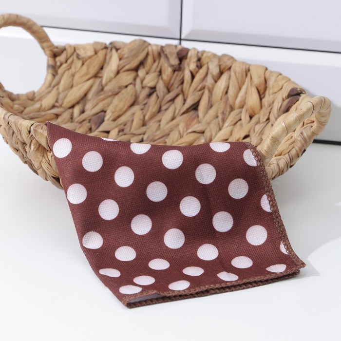 Салфетка для уборки Доляна «Горошек», микрофибра, 30×30 см, МИКС - Фото 1