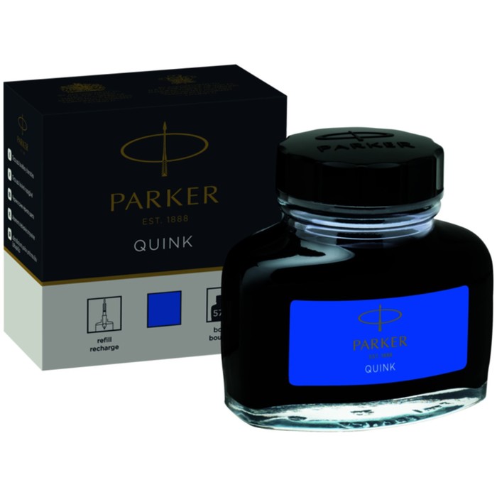 Чернила д/перьевой ручки Parker Bottle Quink, синие смыв, 57мл, флакон в подар/уп 1950377 - Фото 1
