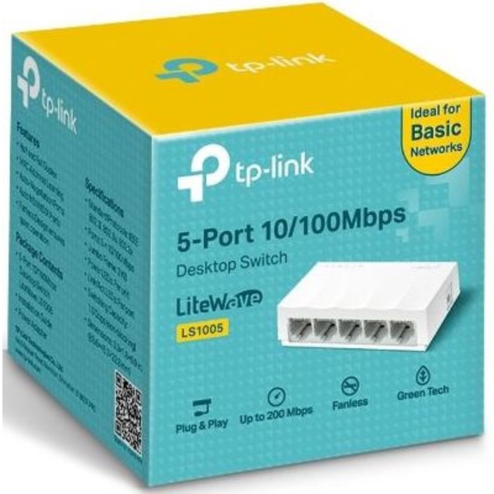 Коммутатор TP-Link LS1005, неуправляемый, 5x10/100BASE-TХ - фото 51316087