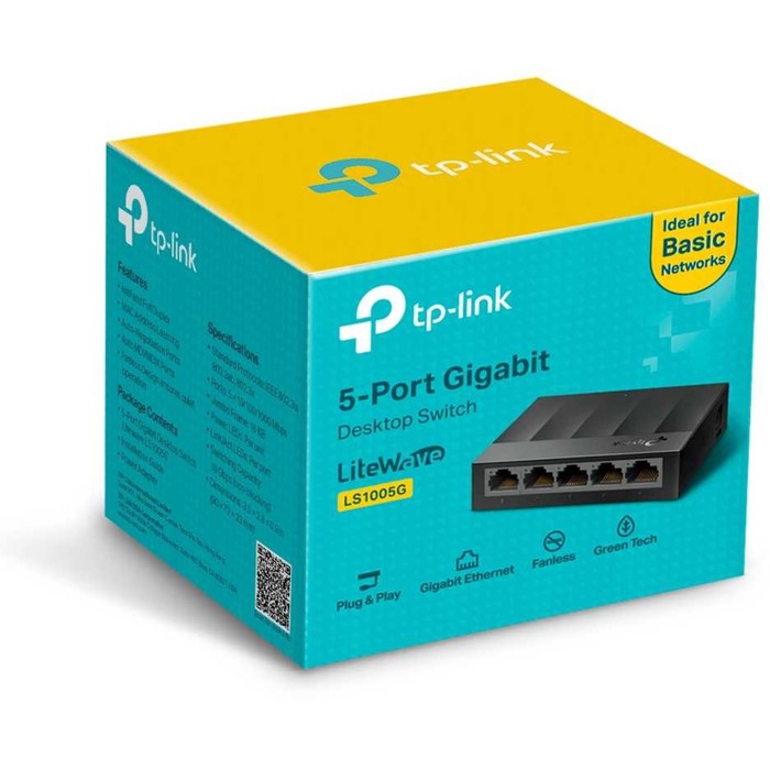 Коммутатор TP-Link LS1005G, неуправляемый, 5х10/100/1000BASE-T - фото 51316092