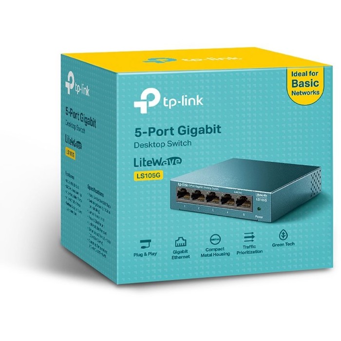 Коммутатор TP-Link LS105G, неуправляемый, 5х10/100/1000BASE-T - фото 51316100