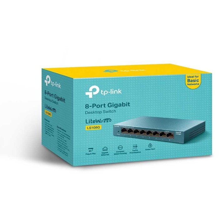 Коммутатор TP-Link LS108G, неуправляемый, 8х10/100/1000BASE-T - фото 51316106