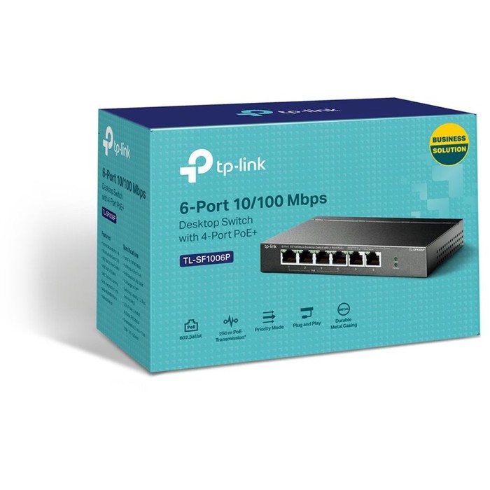 Коммутатор TP-Link TL-SF1006P, неуправляемый, 6x10/100BASE-TX - фото 51307730