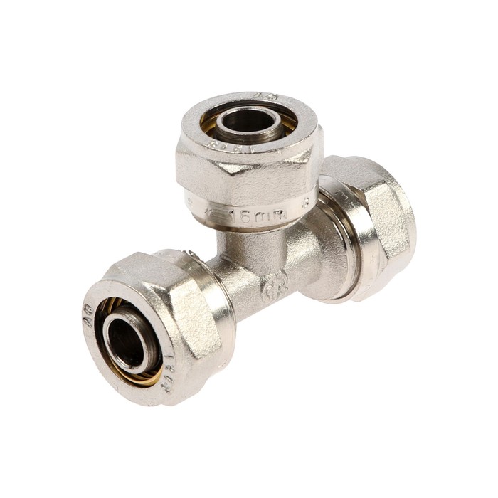 Тройник AQUALINK, обжимной, d=16×16" × 16 мм, цанга/цанга/цанга - Фото 1