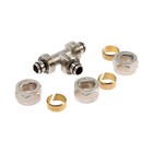 Тройник AQUALINK, обжимной, d=16×16" × 16 мм, цанга/цанга/цанга - Фото 3