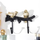 Крючки декоративные полистоун "Две золотые птички на ветке" 14,3х5х19,4 см - фото 4179253