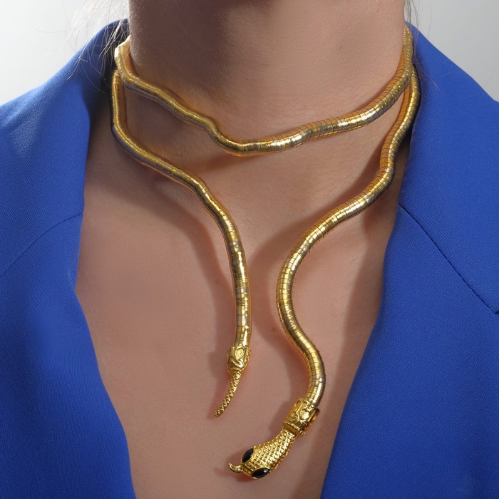 Колье-трансформер «Змея», цвет чернёное золото, 90 см