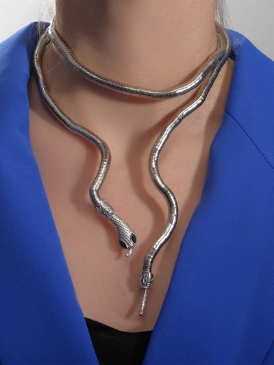 Колье-трансформер «Змея», цвет чернёное серебро, 90 см
