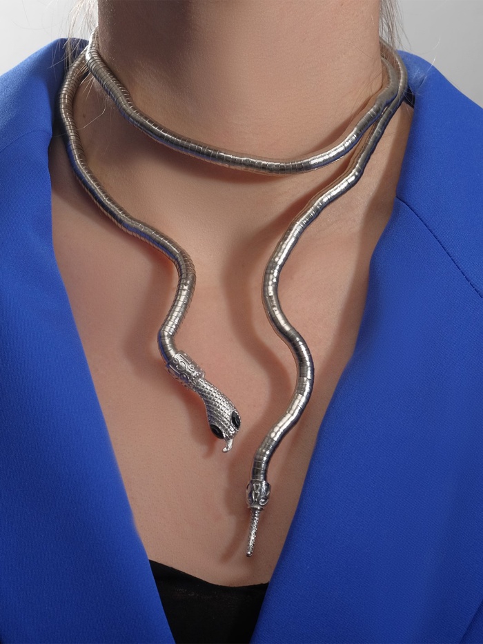 Колье-трансформер «Змея», цвет чернёное серебро, 90 см - Фото 1