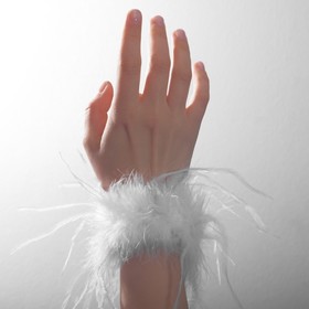 Браслет-манжета «Роскошь» перья, цвет белый, 24 см
