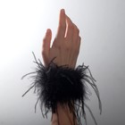 Браслет-манжета "Роскошь" перья, цвет чёрный, 24 см - фото 319739563
