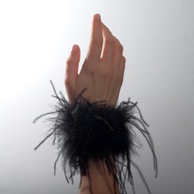 Браслет-манжета «Роскошь» перья, цвет чёрный, 24 см