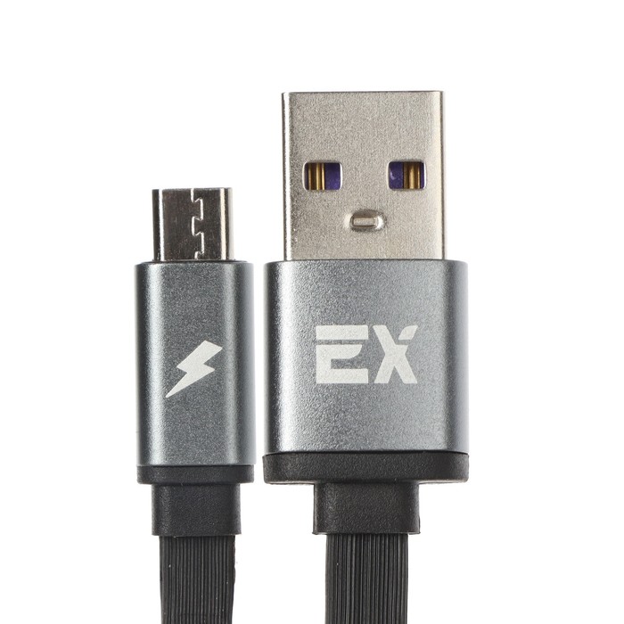 Кабель Exployd EX-K-1311, microUSB - USB, 2.4 А, 1 м, силиконовая оплетка, плоский, черный - фото 51483819