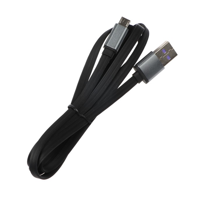 Кабель Exployd EX-K-1311, microUSB - USB, 2.4 А, 1 м, силиконовая оплетка, плоский, черный - фото 51483820