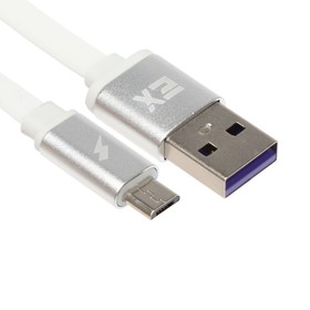 Кабель Exployd EX-K-1312, microUSB - USB, 2.4 А, 1 м, силиконовая оплетка, плоский, белый