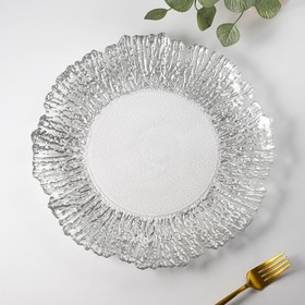 Тарелка стеклянная подстановочная «Сияние», d=33 см, окантовка серебро