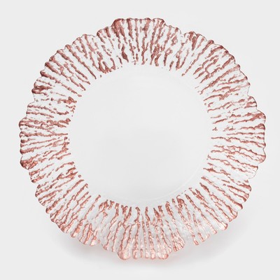 Тарелка подстановочная «Сияние», d=33 см, окантовка розовое золото, стекло