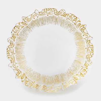 Тарелка - блюдо подстановочное «Узор», d=33 см, цвет окантовки золотой