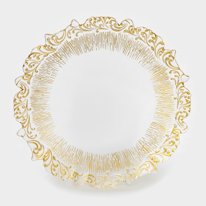 Тарелка - блюдо подстановочное «Узор», d=33 см, цвет окантовки золотой - Фото 1
