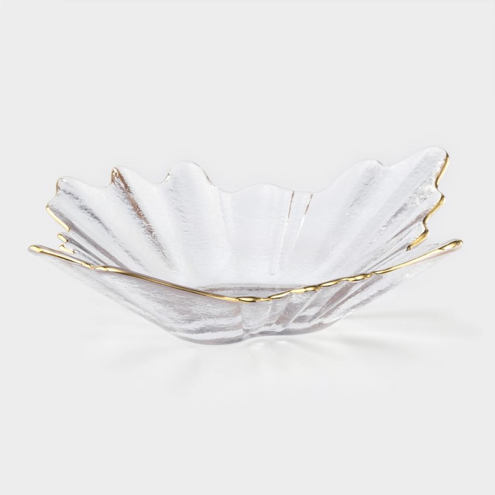 Ваза для фруктов «Рени», 24×22×6 см, с золотой отводкой, стекло, прозрачная - Фото 1