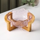 Салатник «Иней. Розовый» 1.1 л, 23×20×10.5 см, на подставке, стекло, розовый - фото 45711506