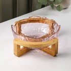 Салатник «Иней. Розовый» 1.1 л, 23×20×10.5 см, на подставке, стекло, розовый - Фото 3