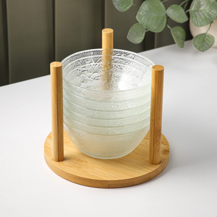 Набор салатников «Вирго», 330 мл, d=12.5 см, на подставке, набор 6 шт., стекло, прозрачный - Фото 1