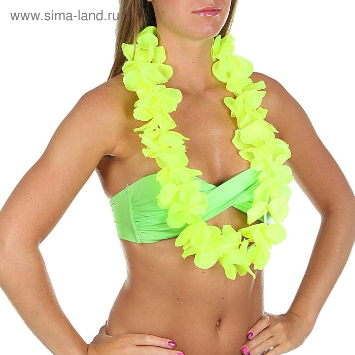 Гавайское ожерелье "Лепестки ириса", цвет лимонный - Фото 1