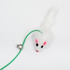 Дразнилка-удочка "Мышонок" с белой мышью на розовой ручке - фото 6782214