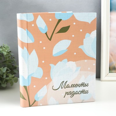 Фотоальбом магнитный на 20 листов «Нежно-голубые цветы», крафт 29×24×2 см