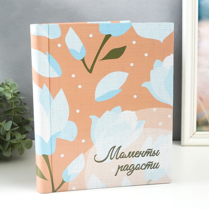 Фотоальбом магнитный на 20 листов «Нежно-голубые цветы», крафт 29×24×2 см - Фото 1