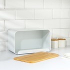 Хлебница Magistro Softal, металл, бамбуковая крышка, 35×21×21.5 см, белая - Фото 3