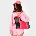 Сумка - шопер пляжная , 33х32х11 см, с сеткой, цвет розовый - фото 9270615