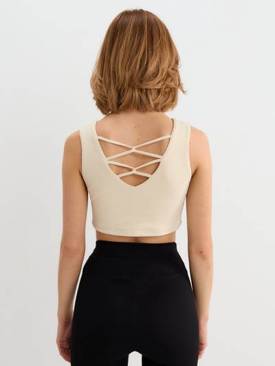 Топ с сеткой женский MINAKU: Casual Collection, ваниль, размер 44