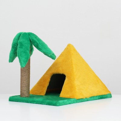Домик для кошек "Пирамидка", с когтеточкой "Пальма", 38 х 40 х 61 см