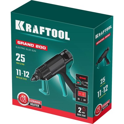 Клеевой пистолет электрический KRAFTOOL Grand=200, d=11-12 мм 25 г/мин
