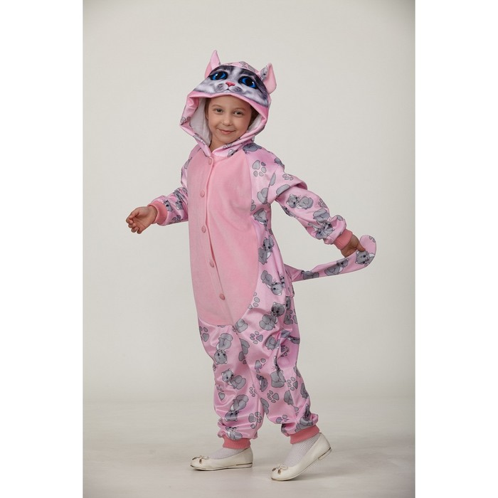 Карнавальный костюм кигуруми «Кошечка», цвет розовый, рост 134 см - Фото 1