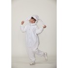 Карнавальный костюм кигуруми «Зайчик», цвет белый плюш рост 116 см - фото 20820365