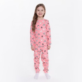 Пижама для девочки, цвет коралловый/кот, рост 98 см