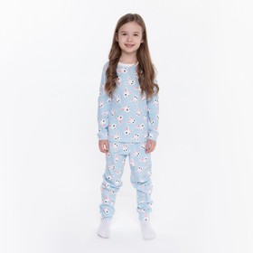Пижама для девочки, цвет голубой/зайчик, рост 110 см