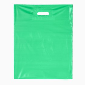 Пакет полиэтиленовый с вырубной ручкой, зеленый 40-50 См, 60 мкм