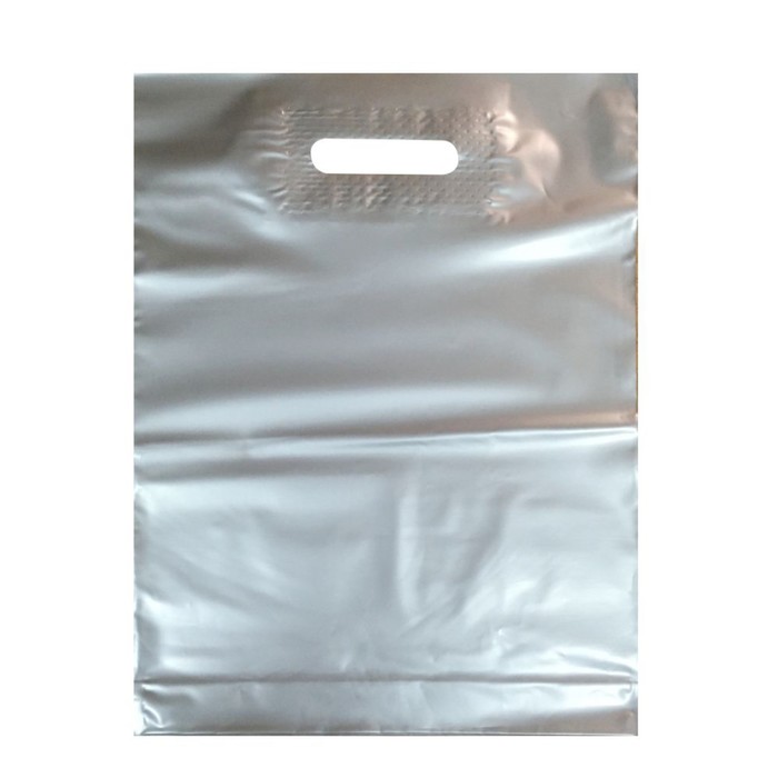 Пакет полиэтиленовый с вырубной ручкой, серебряный 40-50 См, 60 мкм