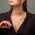 Набор 2 предмета: серьги, чокер «Лёд» 4 ряда, цвет белый в серебре, 44.5 см - Фото 1