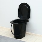 Ведро-туалет, h = 39 см, 17 л, съёмный стульчак, чёрное - фото 320342220