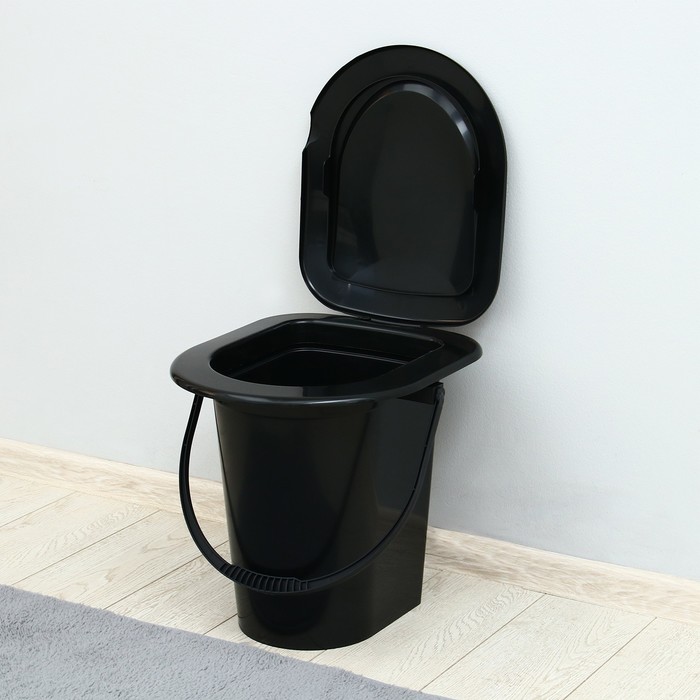 Ведро-туалет, h = 39 см, 17 л, съёмный стульчак, чёрное - Фото 1