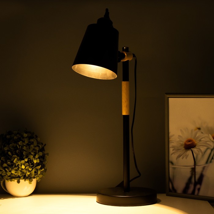 Настольная лампа "Бертон" E27 40Вт черный 17,5х17,5х54 см RISALUX - фото 1906160440