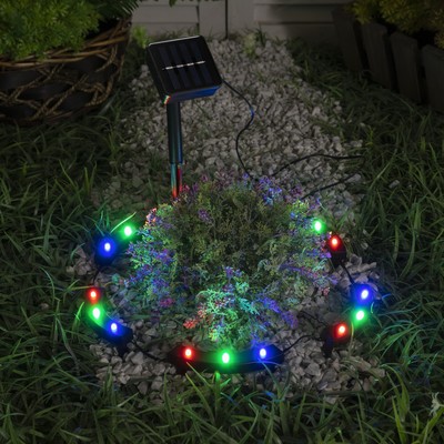 Садовый светильник на солнечной батарее «Обруч», 15 LED, свечение мульти