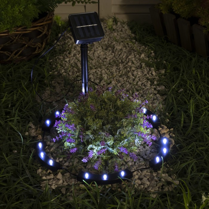 Садовый светильник на солнечной батарее «Обруч», 15 LED, свечение белое - Фото 1